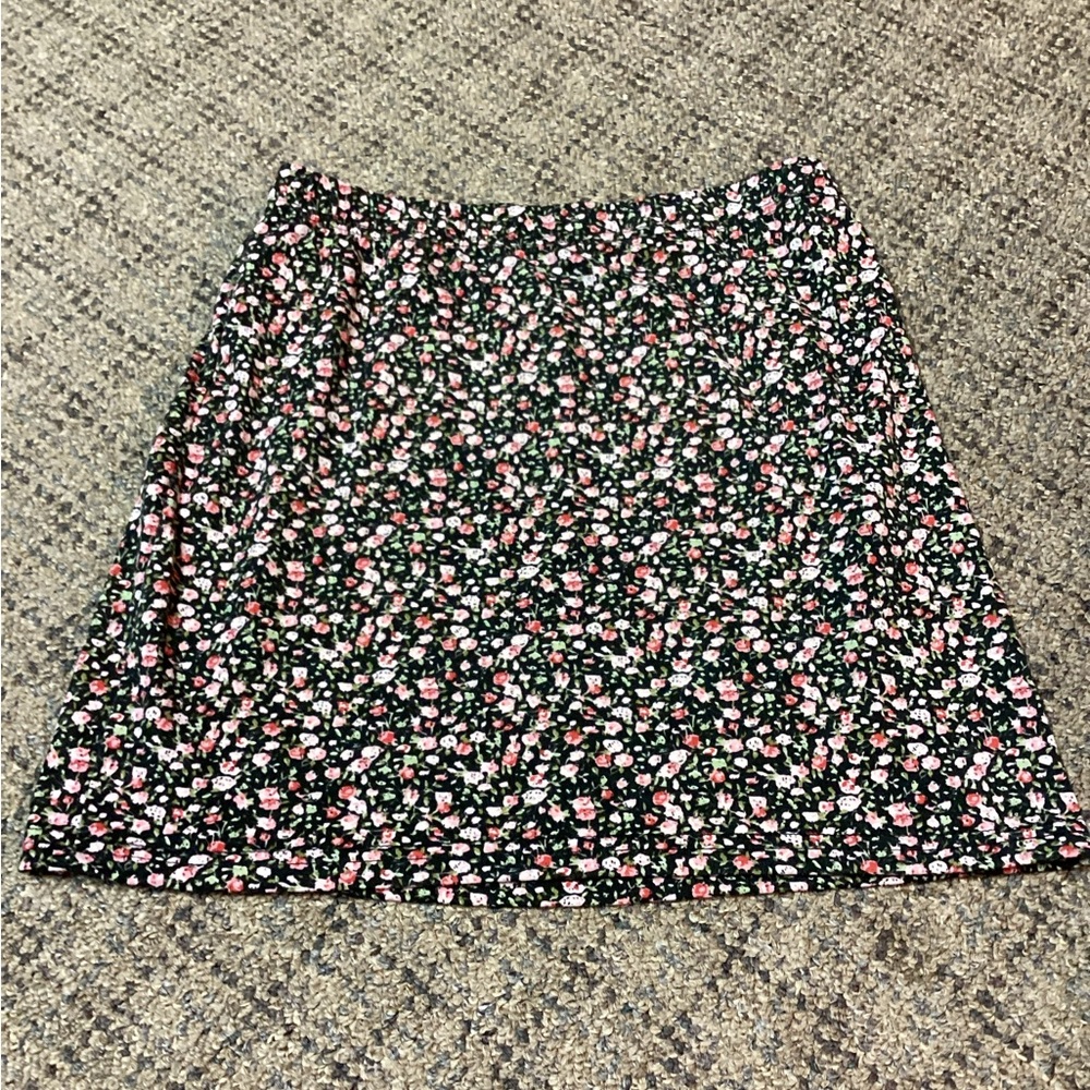 SHEIN Black Pink Green White Multi Floral Knit Mini Skirt * Size XS - Picture 5 of 6